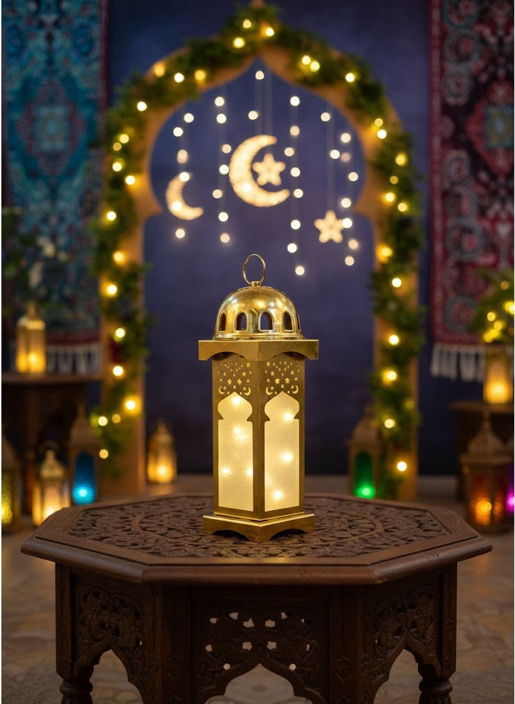 Ramadan Lantern with Ramadan Decoration, Traditional Moroccan Design with Golden Perforated Dome - Image 2